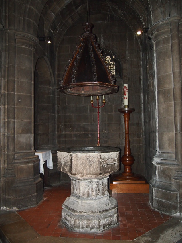 The artist William Hogarth was baptised in this font, which dates from [date]