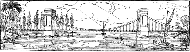 Hammersmith Bridge in 1827 (image from Wikimedia Commons)