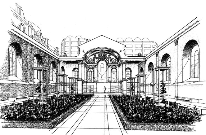 Proposed view of the restored eastern wall of Christ Church (image from the Citizens' Memorial)