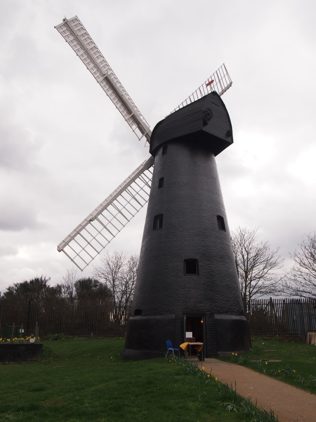 The windmill is painted black to make the structure more resistant to the weather
