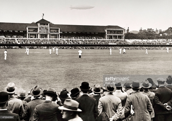 Father Time on the Grandstand in 1930 during the Ashes Test Image © Getty Images
