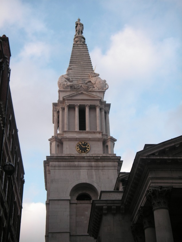 Tower of St George, Bloomsbury (public domain image via Wikimedia Commons)